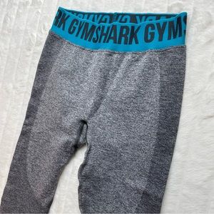Gymshark Flex Leggings Charcoal Gray Teal Waist Band Performance Womens Size S